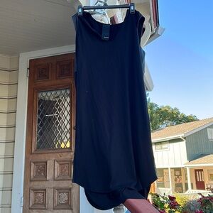 Black Leather Panel Shift Dress